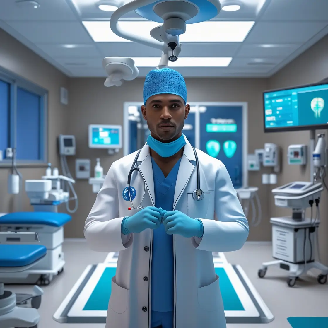 Médico dominicano en un entorno clínico innovador, reflejando avances en Salud.